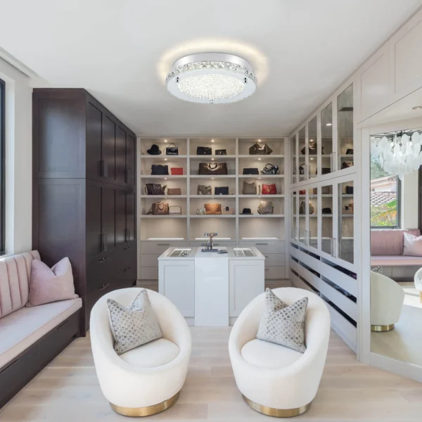 Crystal Flush Mount Ceiling Light - Chrome Hallway & Kitchen Fixture - Image 9
